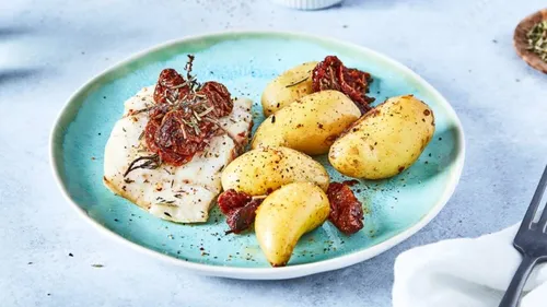 Cabillaud rôti et pommes de terre