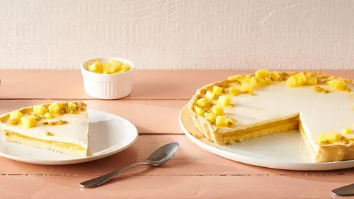 Panna cotta mangue-passion en tarte