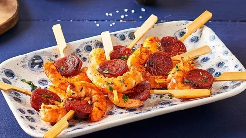 Tapas crevettes et chorizo