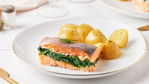 Truite fourrée aux épinards et bleu d'auvergne