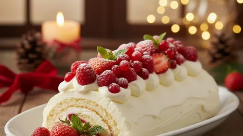 Bûche de Noël facile au fruits rouges