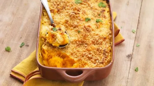 Gratin de potimarron, cabillaud et noisettes