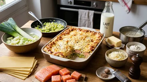 Lasagnes saumon-poireaux