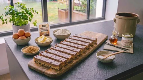 Barres gourmandes en 3 couches : cookies, caramel et chocolat