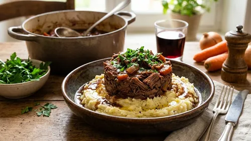 EFFILOCHÉ DE BŒUF ET ÉCRASÉ DE POMMES DE TERRE