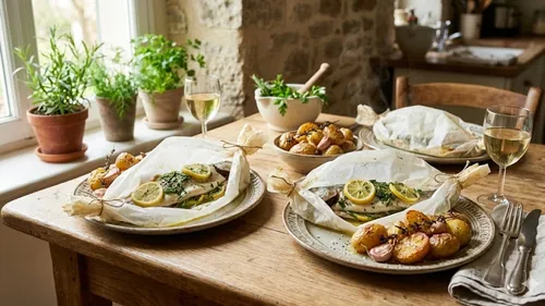 Truite en papillote aux herbes et au citron