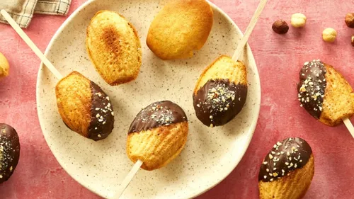 Bâtonnets de madeleines chocolat noisettes