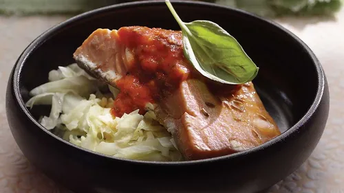 Saumon au chou blanc