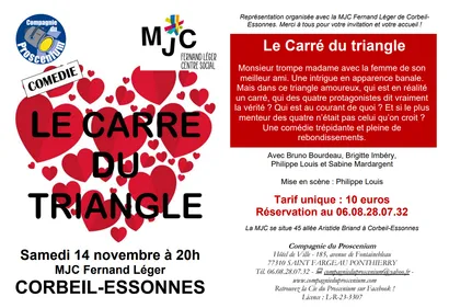 "Le Carré du triangle" - Théâtre à Corbeil-Essonnes le samedi 14...