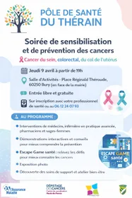 Soirée de sensibilisation aux dépistages des  cancers du sein,...