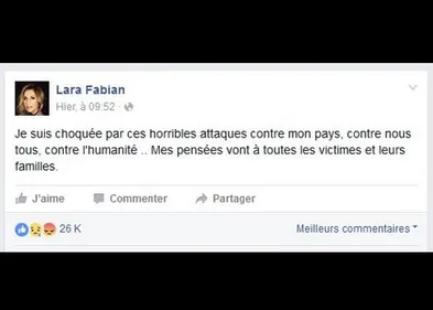 Lara Fabian choquée par les attentats de Belgique
