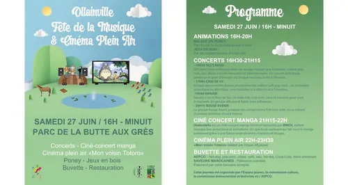 Fête de la Musique et Cinéma en plein air à Ollainville