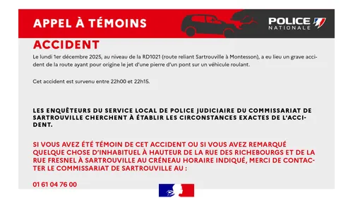 Un appel à témoins après un grave accident provoqué par un jet de...