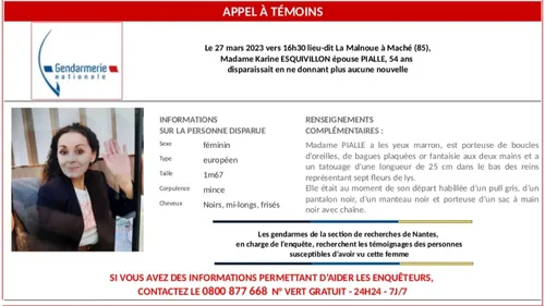 Disparue de Vendée : le mari lance un message à son ex-compagne