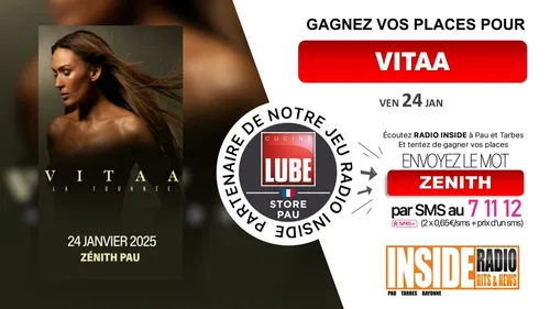 Liste gagnant(e)s : Le concert de Vitaa au Zénith de Pau !