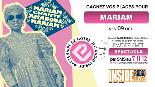 Gagnez vos places pour le concert de Mariam à l'Espace Chambaud à...