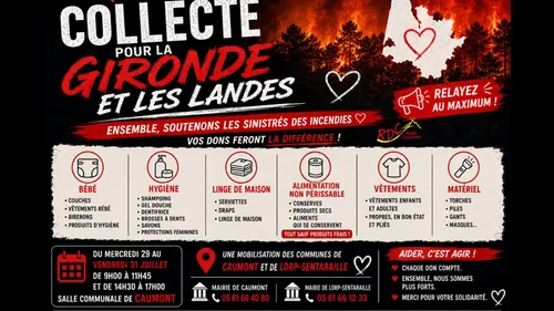 Incendies en Gironde et dans les Landes : une collecte de première...