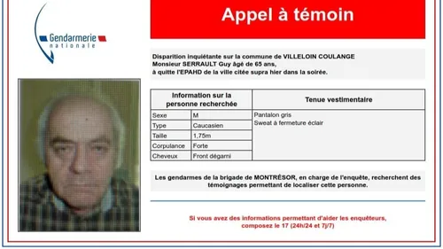 Indre-et-Loire : disparition inquiétante d’un résident d’Ehpad