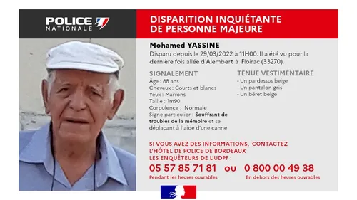 Disparition d'un octogénaire en Gironde : un appel à témoins lancé 