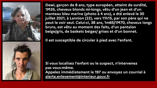 L'alerte enlèvement déclenchée pour retrouver un enfant de 8 ans