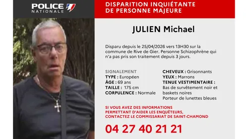 Rive-de-Gier : Schizophrène, un homme de 69 ans est porté disparu