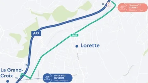 A47 : la bretelle d'autoroute de Rive-de-Gier fermée dès le 3 aout,...