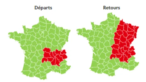 Circulation en AURA : un samedi classé rouge, dans les 2 sens