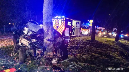 Une voiture percute un arbre dans l'Oise : un mort et deux blessés...