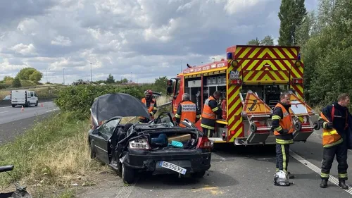Elle traverse l'autoroute et prend la sortie au dernier moment :...