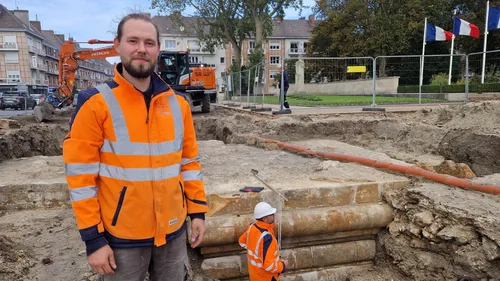 Calais : un pilier monumental découvert lors des travaux de la...
