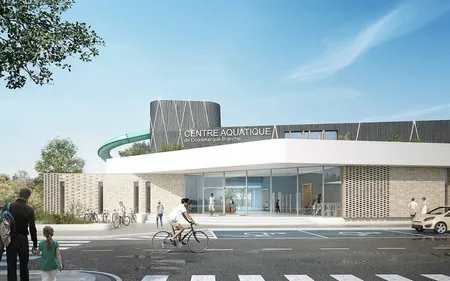 Première pierre posée pour le futur centre aquatique de...