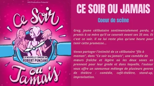 Coquelles : La pièce "Ce soir ou jamais" demain jeudi à 20:00 Salle...