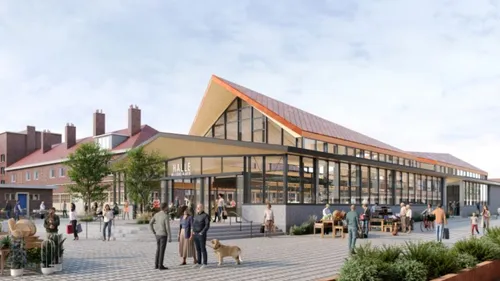 Le première pierre de la future halle alimentaire de Dunkerque...