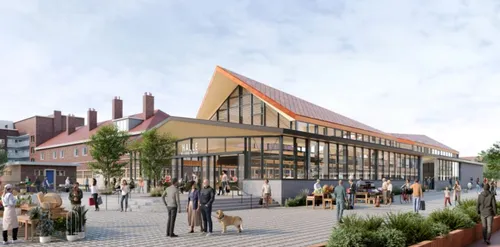 Le première pierre de la future halle alimentaire de Dunkerque...