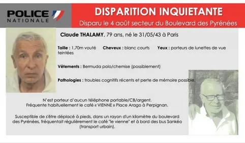  Perpignan : un homme de 79 ans porté disparu depuis près d'un mois