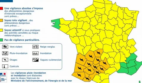 Le Sud-ouest en alerte orange