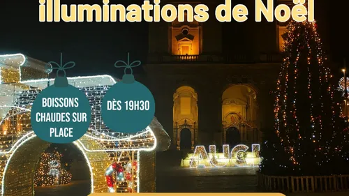 Illuminations de Noël sur le parvis de la cathédrale à Auch