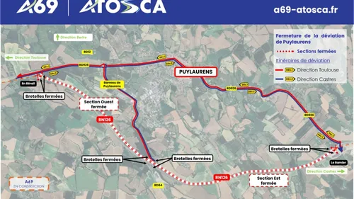A69: fermeture complète de la déviation de Puylaurens ce 1er...