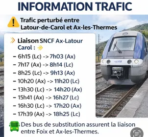 Trafic SNCF fortement perturbé entre Foix et Ax-les-Thermes après...