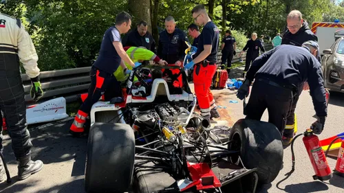Sortie de route de Kevin Petit lors de la Glasbachrennen