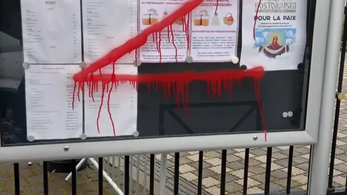 Des lettres Z rouges sur l'église orthodoxe de Strasbourg