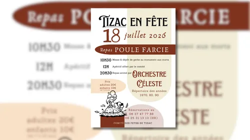 TIZAC (12) : FETE DE TIZAC AVEC REPAS POULE FARCIE 