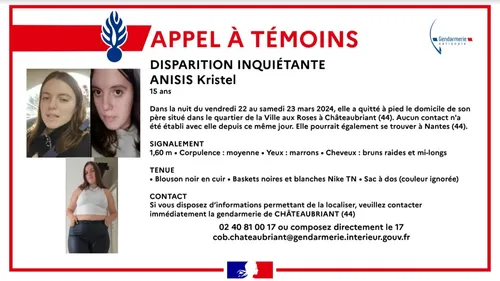 Châteaubriant : un appel à témoins après une disparition inquiétante