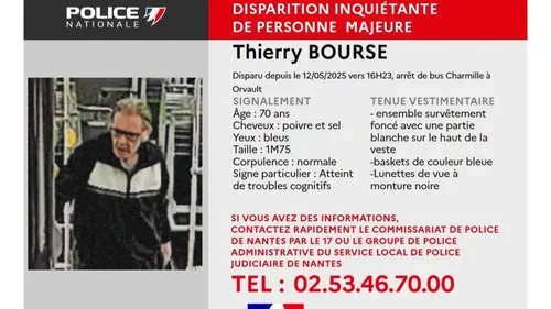 Disparition inquiétante à Orvault : un homme de 70 ans activement...