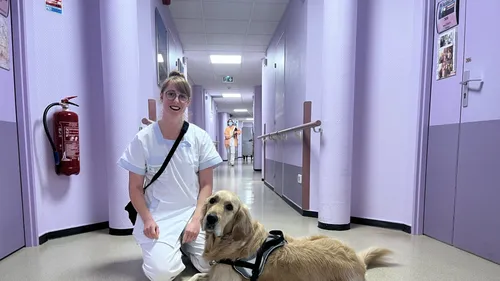 La chienne Scampy prend soin des résidents de cet Ehpad sarthois