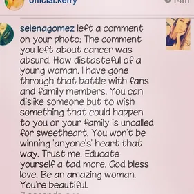 Une utilisatrice d’Instagram souhaite la mort de Selena Gomez