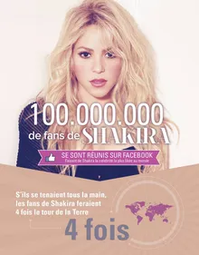 Shakira : 100 millions de fans sur Facebook