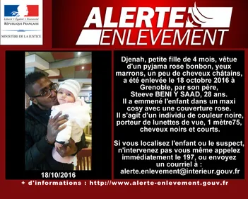 ALERTE ENLEVEMENT : une petite fille de 4 mois enlevée par son père...