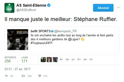 Trophées UNFP : Stéphane Ruffier absent de la liste des meilleurs...