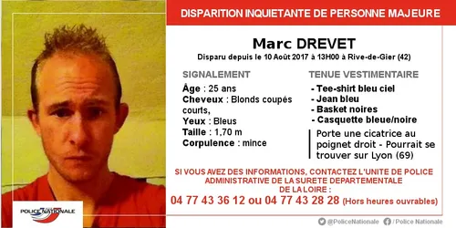 Disparition de Marc Drevet : battue organisée ce samedi à Rive-de-Gier